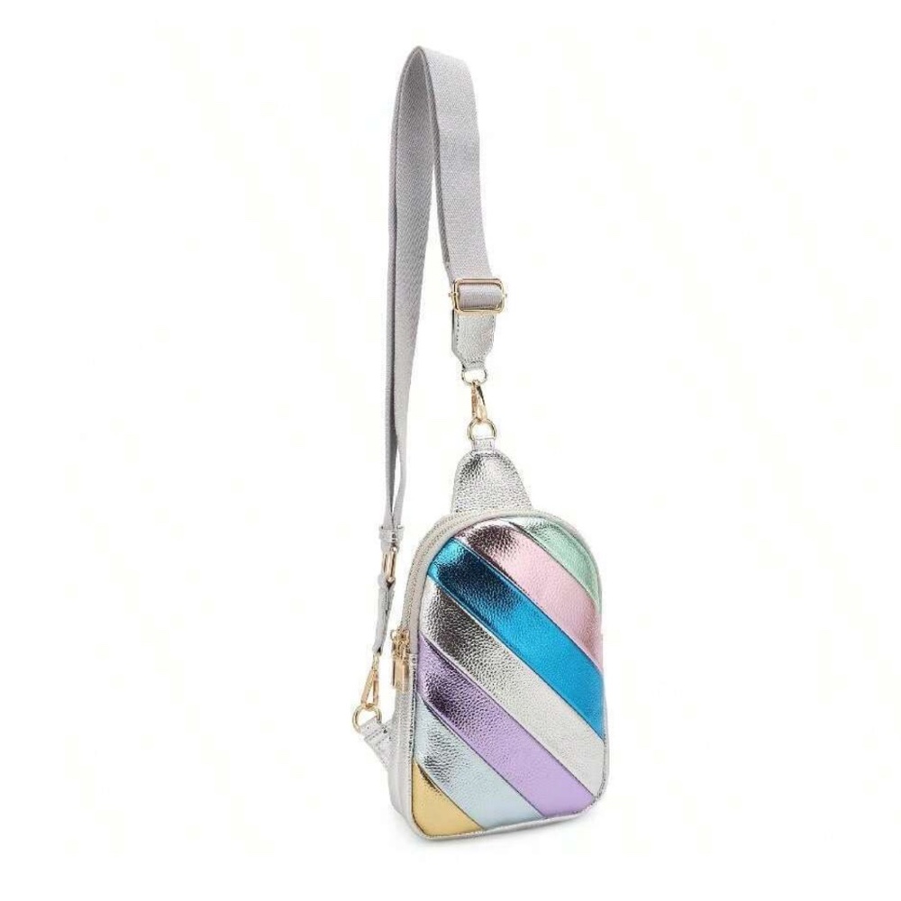 Luxe Multicolor Metallic Shoulder Crossbody Vegan Leather Bag